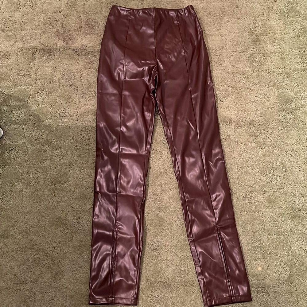 Brown PU leather pants